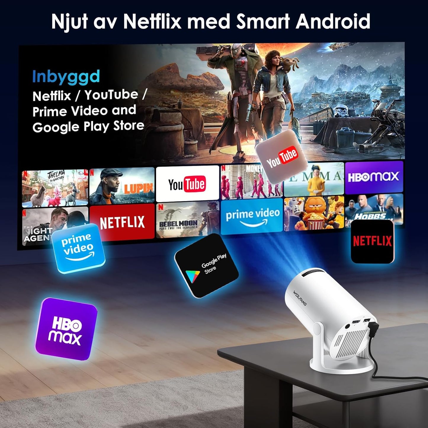 LumaCast 4K Portable Projector – Smart Home Theater